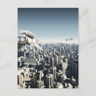 Zukünftige Stadt unter Beschuss Postkarte