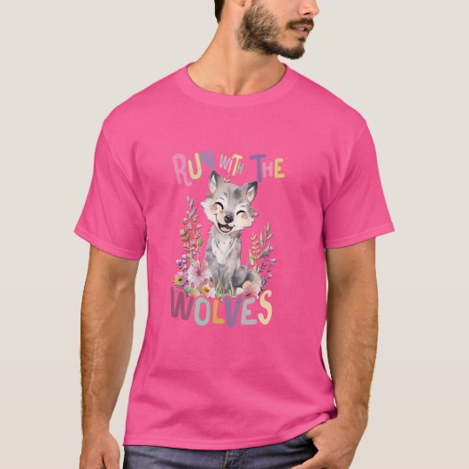 zukünftiger Alpha-Wolf mit Blume niedliche Wölfe T-Shirt (Vorderseite)