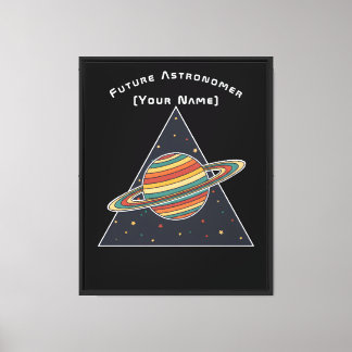 Zukünftiger Astronom Retro-Saturn-Kunst - Personal Leinwanddruck