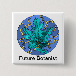 Zukünftiger Botaniker Teal-Pflanze Button