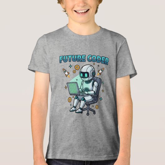 Zukünftiger Coder – Cute Robot Coding Design Tri-Blend Shirt (Vorderseite)