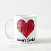 Zukünftiger Doktor - rotes Herz des Aquarell-EKG Kaffeetasse (Links)