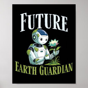 Zukünftiger Erdschützer süßer Roboter Solarpunk Er Poster