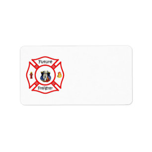 Zukünftiger Feuerwehrmann-rotes maltesisches Adressaufkleber