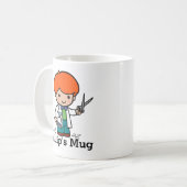 Zukünftiger Friseur / Friseur Junge mit Schere Kaffeetasse (Vorderseite Links)