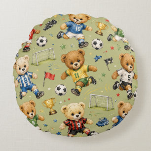 Zukünftiger Fußballstar Team Teddy Rundes Kissen