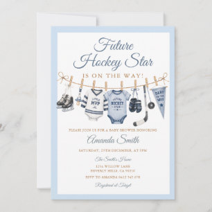 Zukünftiger Hockeystar Baby Shower Blau Sport für  Einladung