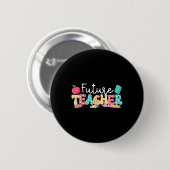 Zukünftiger Lehrer in Ausbildung Groovy Student Te Button (Vorne & Hinten)