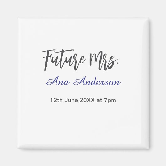 Zukünftiger Nachname der Braut in lila grau Magnet (Vorne)