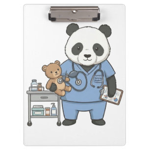 Zukünftiger RN Panda: Liebenswerter Medizinstudent Klemmbrett