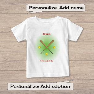 Zukünftiger Softball-Star benutzerdefinierter Text Baby T-shirt