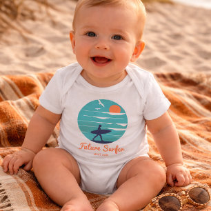 Zukünftiger Surfer-Baby-Body Retro-Küstler Stil Baby Strampler