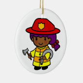 Zukünftiges Feuerwehrmädchen mit Ax und Hose Keramik Ornament (Rechts)