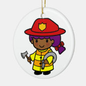 Zukünftiges Feuerwehrmädchen mit Ax und Hose Keramik Ornament (Links)