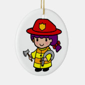 Zukünftiges Feuerwehrmädchen mit Ax und Hose Keramik Ornament (Rechts)