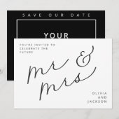 Zukünftiges Herr und Frau Skript Foto S/W Save-the Save The Date (Vorne/Hinten)