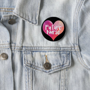 Zukünftiges Krankenschwester-Aquarell-Herz Button