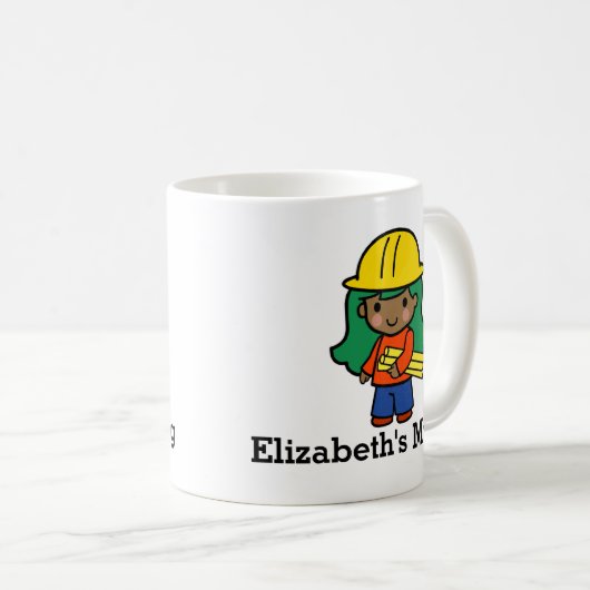 Zukunftsarchitektur/Ingenieur-Mädchen in Hard Hat Kaffeetasse (VorderseiteRechts)