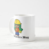 Zukunftsarchitektur/Ingenieur-Mädchen in Hard Hat Kaffeetasse (Vorderseite Links)