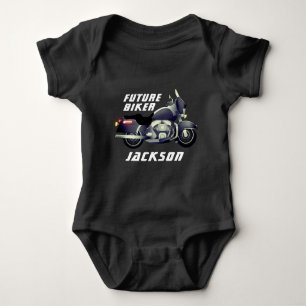 Zukunftsfahrer mit Motorrad-Baby-Bodysuit Baby Strampler