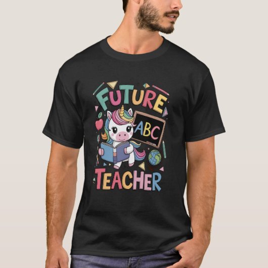 Zukunftslehrer Fantasy Einhorn T-Shirt (Vorderseite)