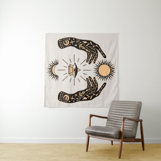 Zukunftsperspektive / Glücksspiel Teller Palm Read Wandteppich (Beispiel (Horizontal))