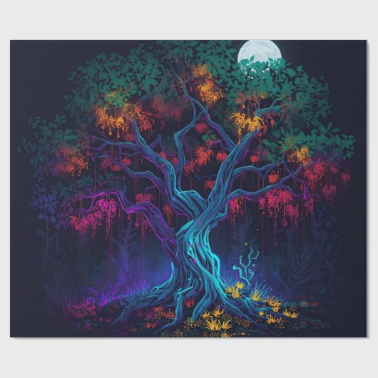 Zukunftsweisender digitaler Glühbaum Geschenkpapier (Flach)