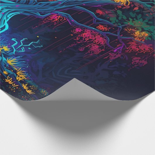 Zukunftsweisender digitaler Glühbaum Geschenkpapier (Ecke)