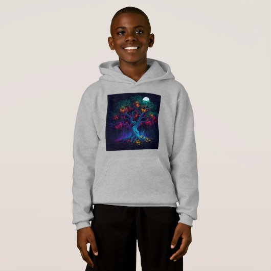 Zukunftsweisender digitaler Glühbaum Hoodie (Vorne ganz)