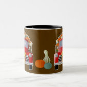 Zuladung von Pumpkins Kleiner roter LKW Zweifarbige Tasse (Mittel)