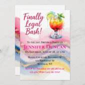 Zuletzt Recht 21. Birthday Bash für ein Mädchen Einladung (Vorne/Hinten)