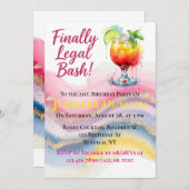 Zuletzt Recht 21. Birthday Bash für ein Mädchen Einladung (Vorne/Hinten)