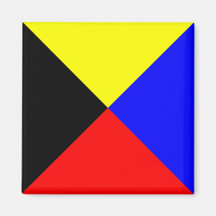 Zulu ICS Seefunkflagge Quadrat Magnet