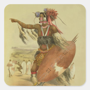 Zulu-Krieger, Utimuni, Neffe von Chaka das späte Quadratischer Aufkleber