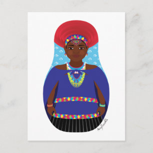 Zulu, Südafrikanische Matryoshka Postcard Postkarte