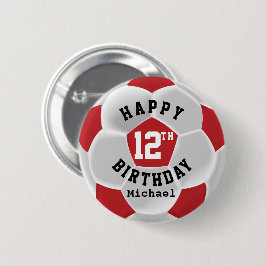 Zum 00. Geburtstag - Red Soccer Ball Button