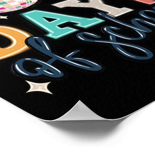 Zum 100. Schullehrer Groovy Disco Bal Poster (Ecke)