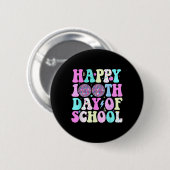 Zum 100. Schullehrer Kinder Retro Disco Button (Vorne & Hinten)