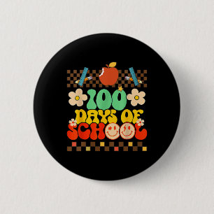 Zum 100. Schullehrer Kinder Retro Groov Button