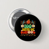 Zum 100. Schullehrer Kinder Retro Groov Button (Vorne & Hinten)