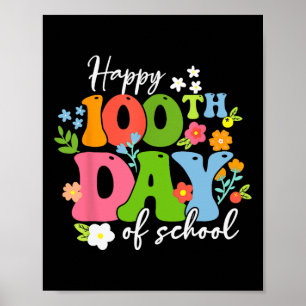 Zum 100. Schullehrer Kinder Retro Groov Poster