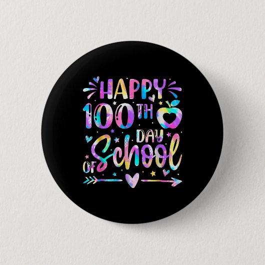 Zum 100. Schultag Gefärbte Krawatte Regenbogen 100 Button (Vorderseite)