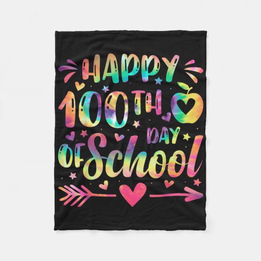 Zum 100. Schultag Gefärbte Krawatte Regenbogen 100 Fleecedecke (Vorderseite)