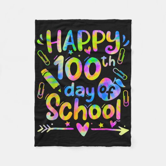 Zum 100. Schultag Gefärbte Krawatte Regenbogen 100 Fleecedecke (Vorderseite)