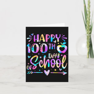 Zum 100. Schultag Gefärbte Krawatte Regenbogen 100 Karte