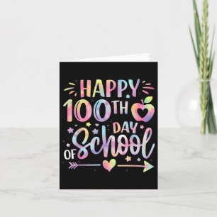 Zum 100. Schultag Gefärbte Krawatte Regenbogen 100 Karte