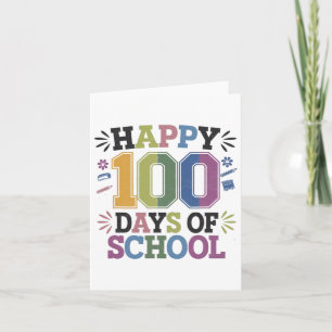 Zum 100. Schultag Gefärbte Krawatte Regenbogen 100 Karte