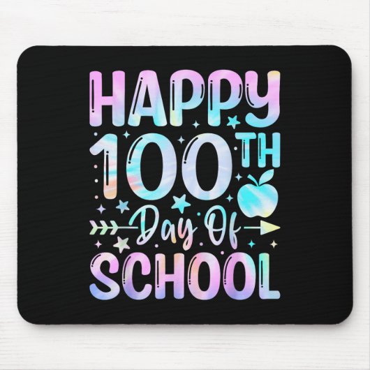 Zum 100. Schultag Gefärbte Krawatte Regenbogen 100 Mousepad (Vorne)