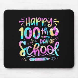 Zum 100. Schultag Gefärbte Krawatte Regenbogen 100 Mousepad