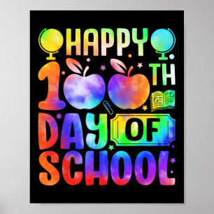 Zum 100. Schultag Gefärbte Krawatte Regenbogen Kin Poster
